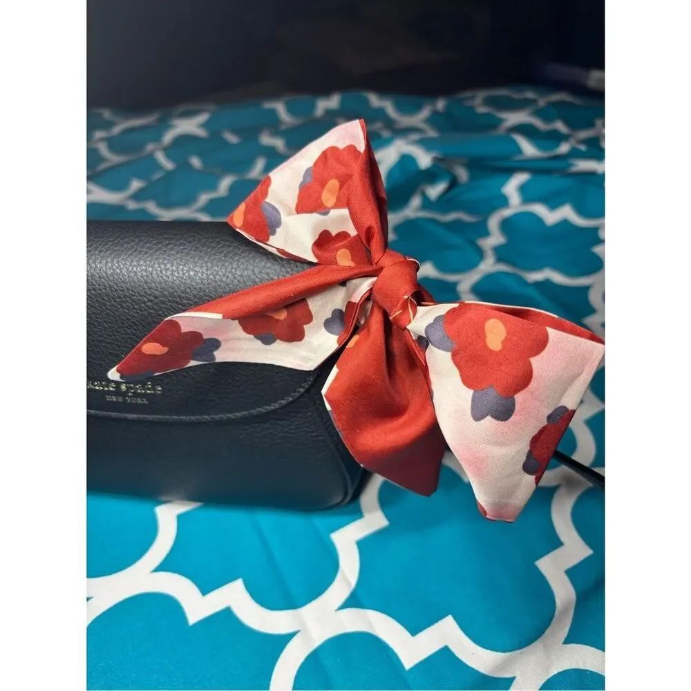 New Women's Floral Scarf Tie Twilly Purse Bag 2.5” x 35” Motivational Quote